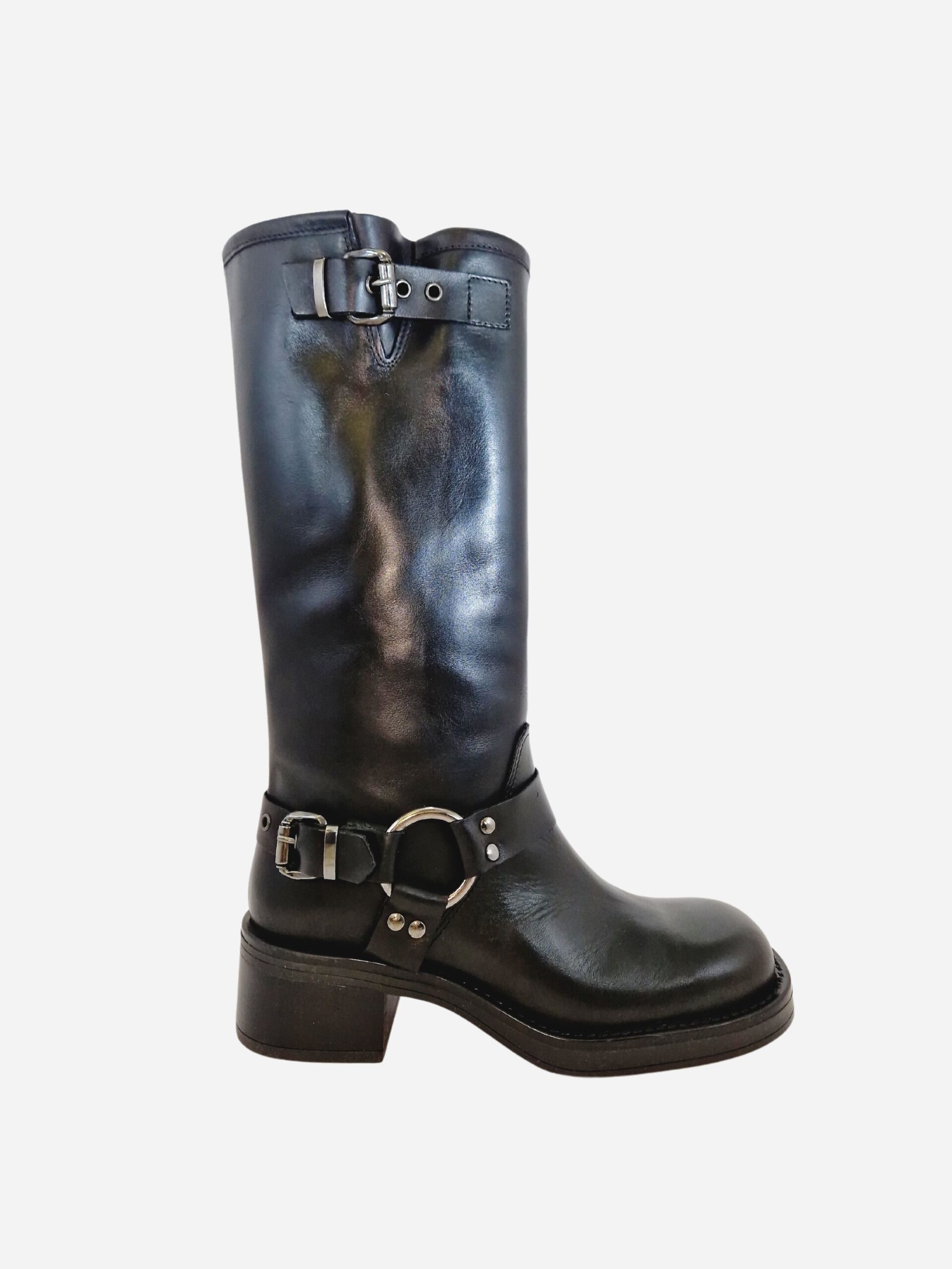 stivale biker pas 03f con fibbie nero angelica