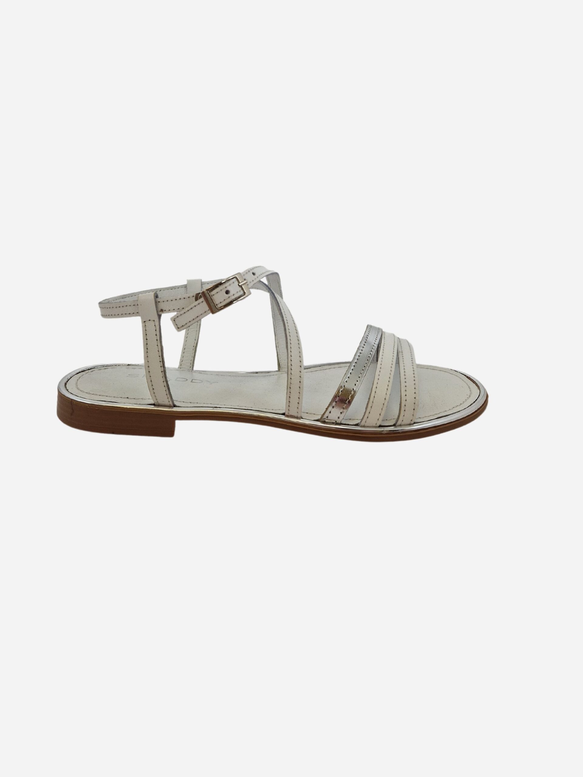 sandalo fascette bianco e argento shaddy