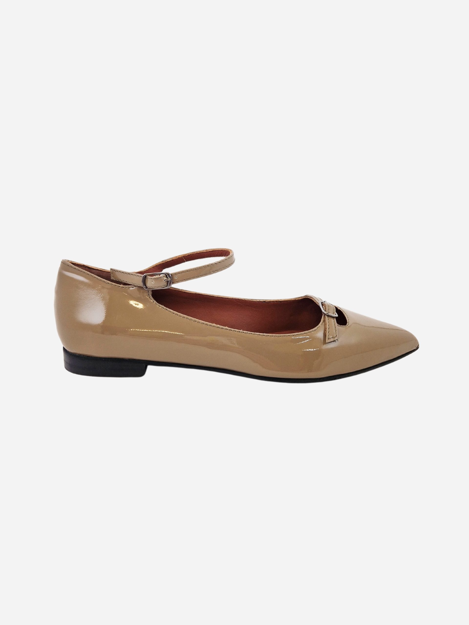 ballerine con cinturini in vernice beige shana