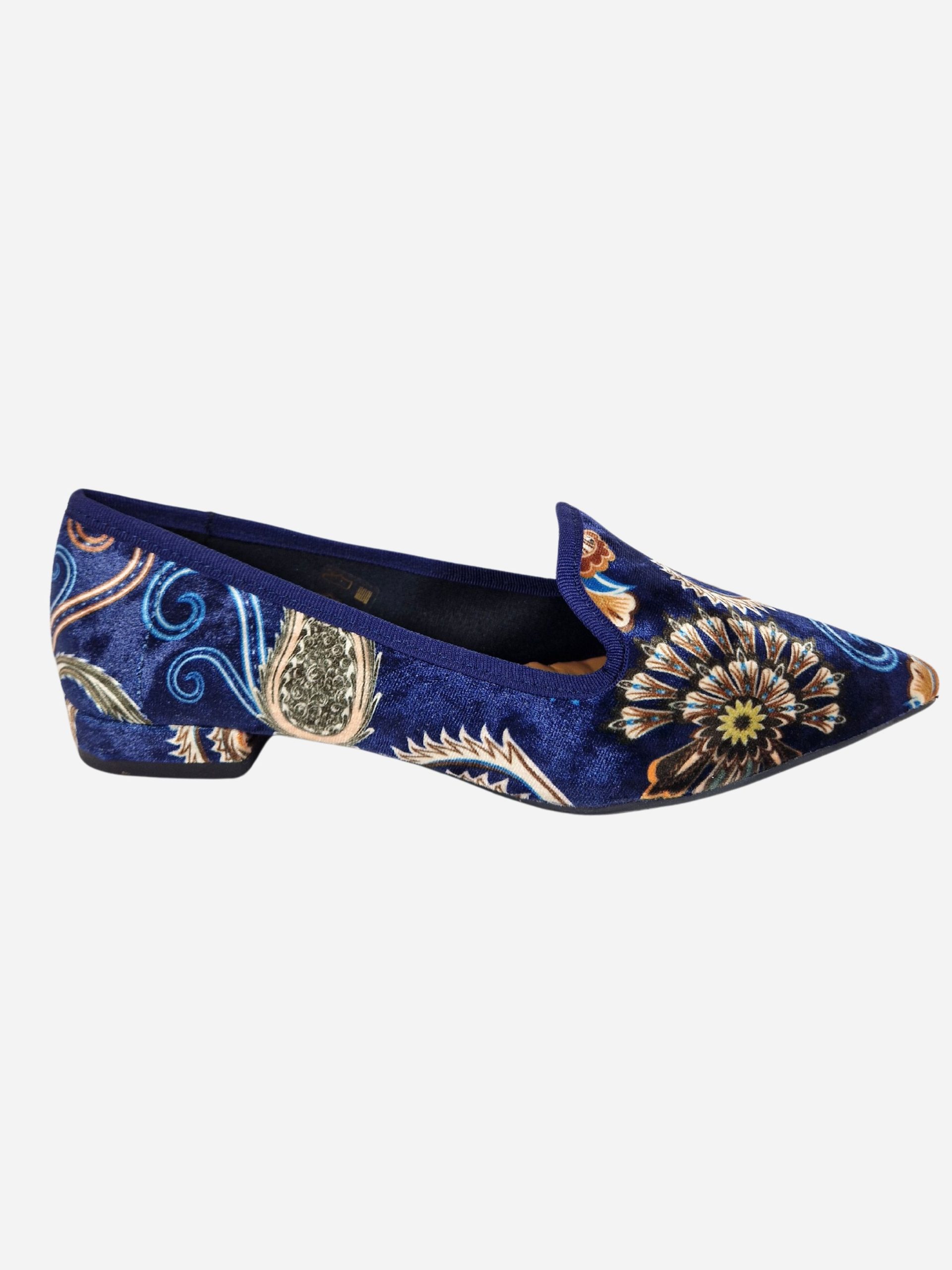 slip on velluto blu damascato latika