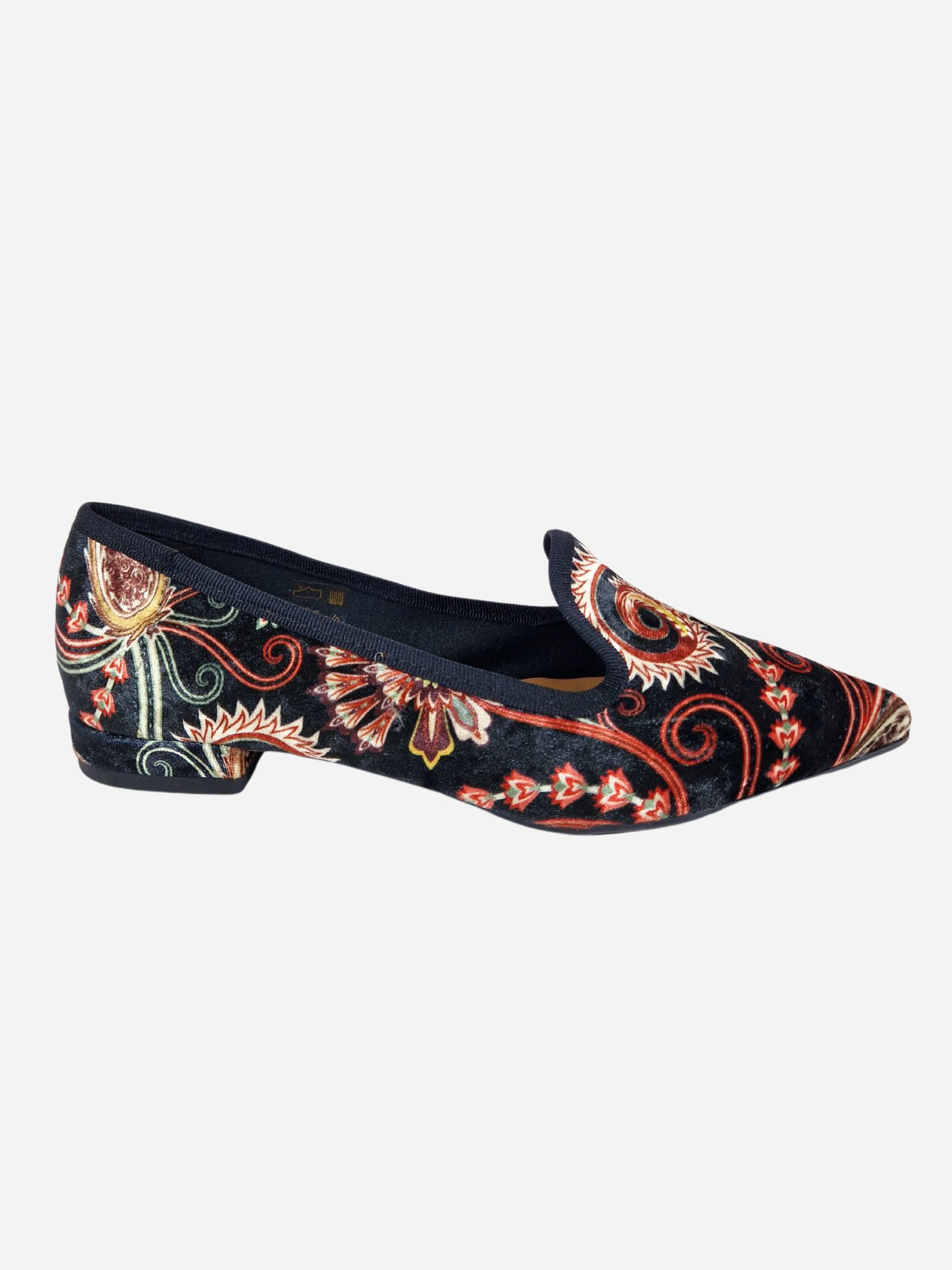 slip on velluto nero damascato latika