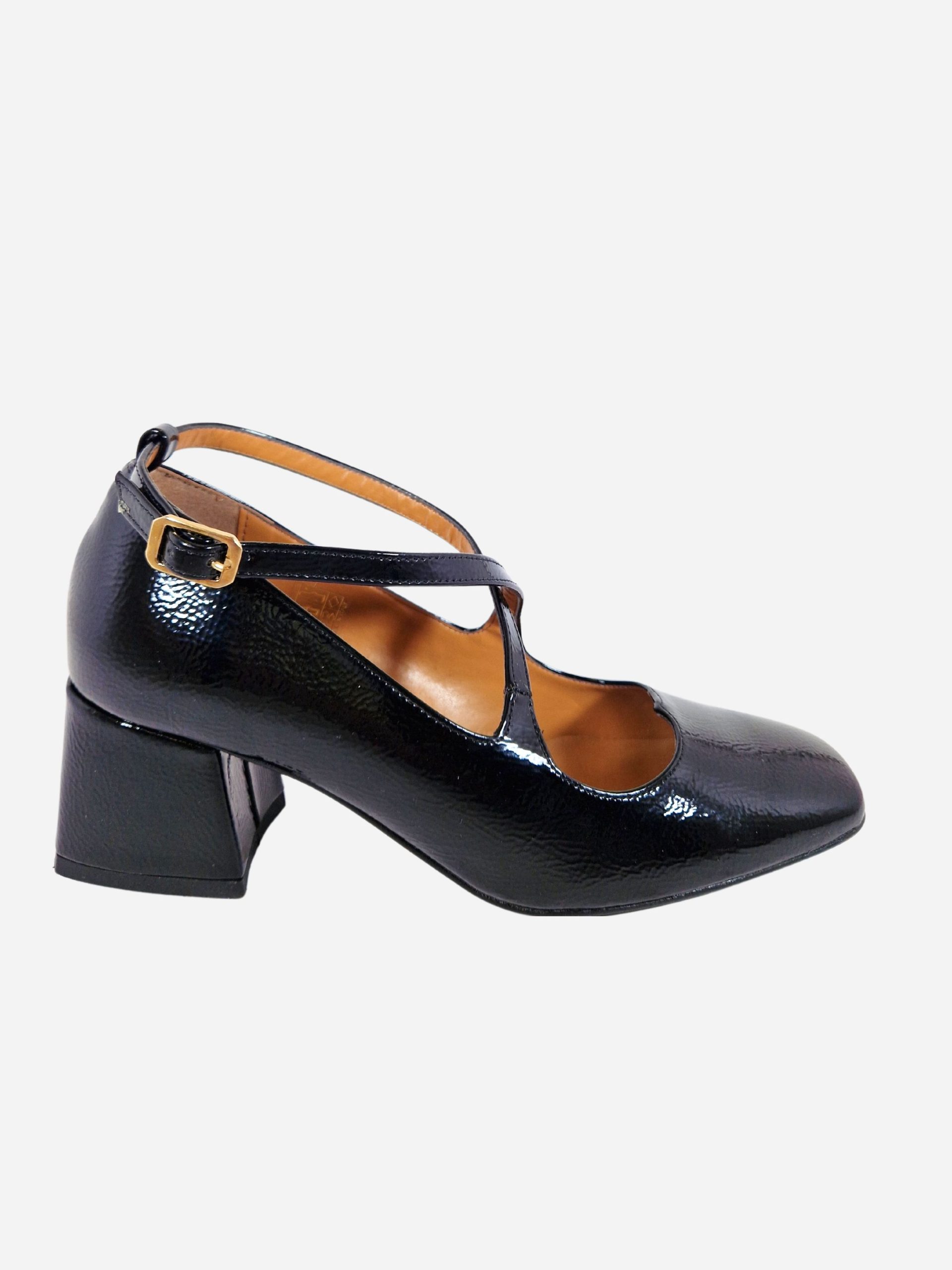 mayjane con scollo a cuore in vernice nera latika