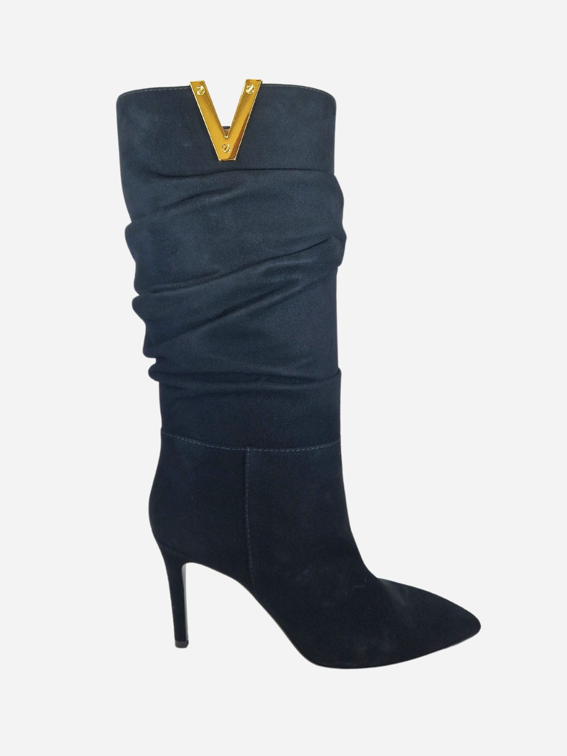 stivali neri camoscio drappeggiato via roma