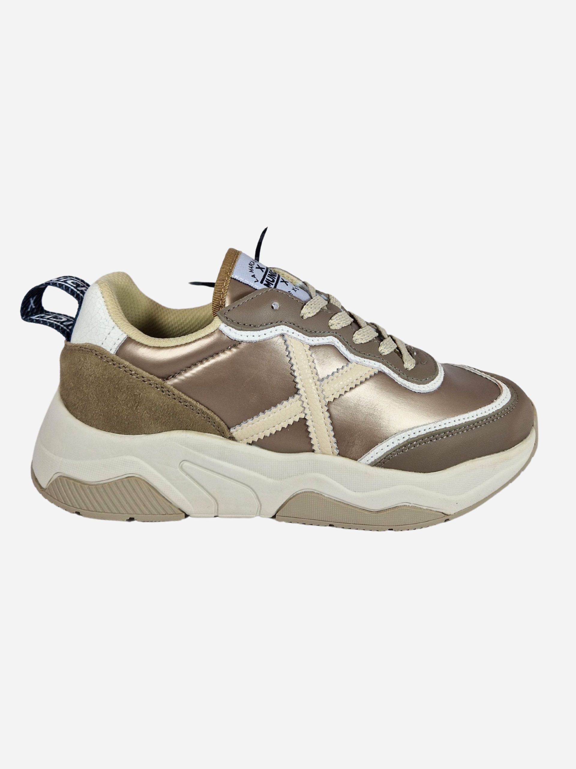 sneakers bronzo in pelle e camoscio munich wave 167
