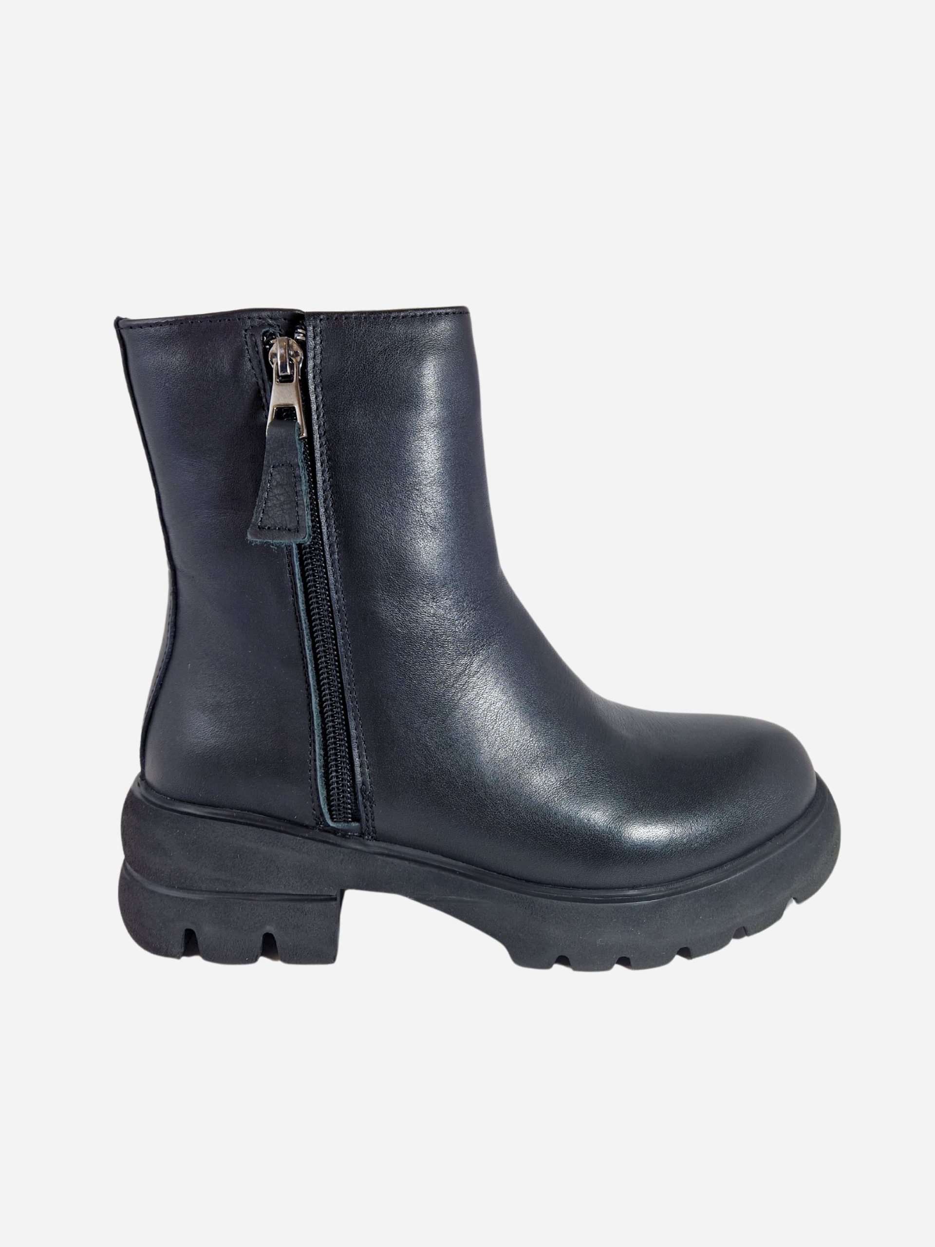 beatles scarponcino in pelle nero con zip laterali wave 45734