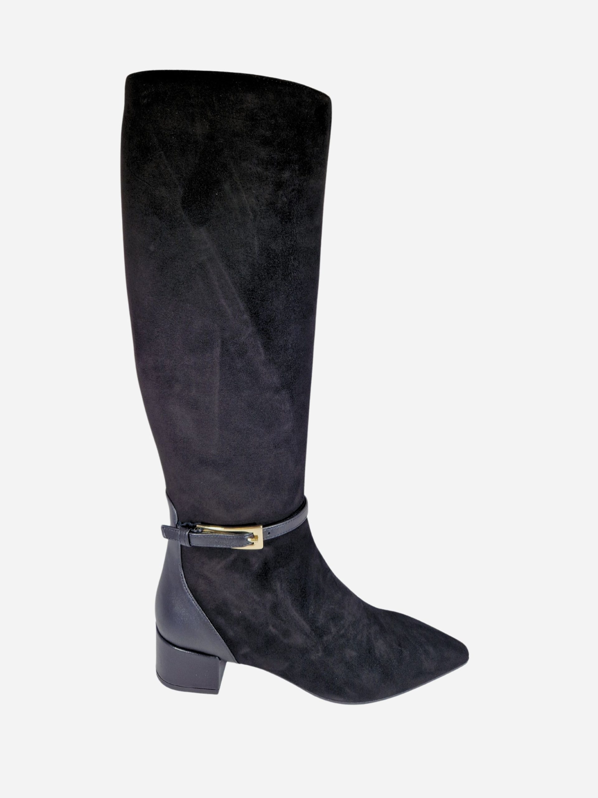 stivali in camoscio nero con cinturino alla caviglia franco russo