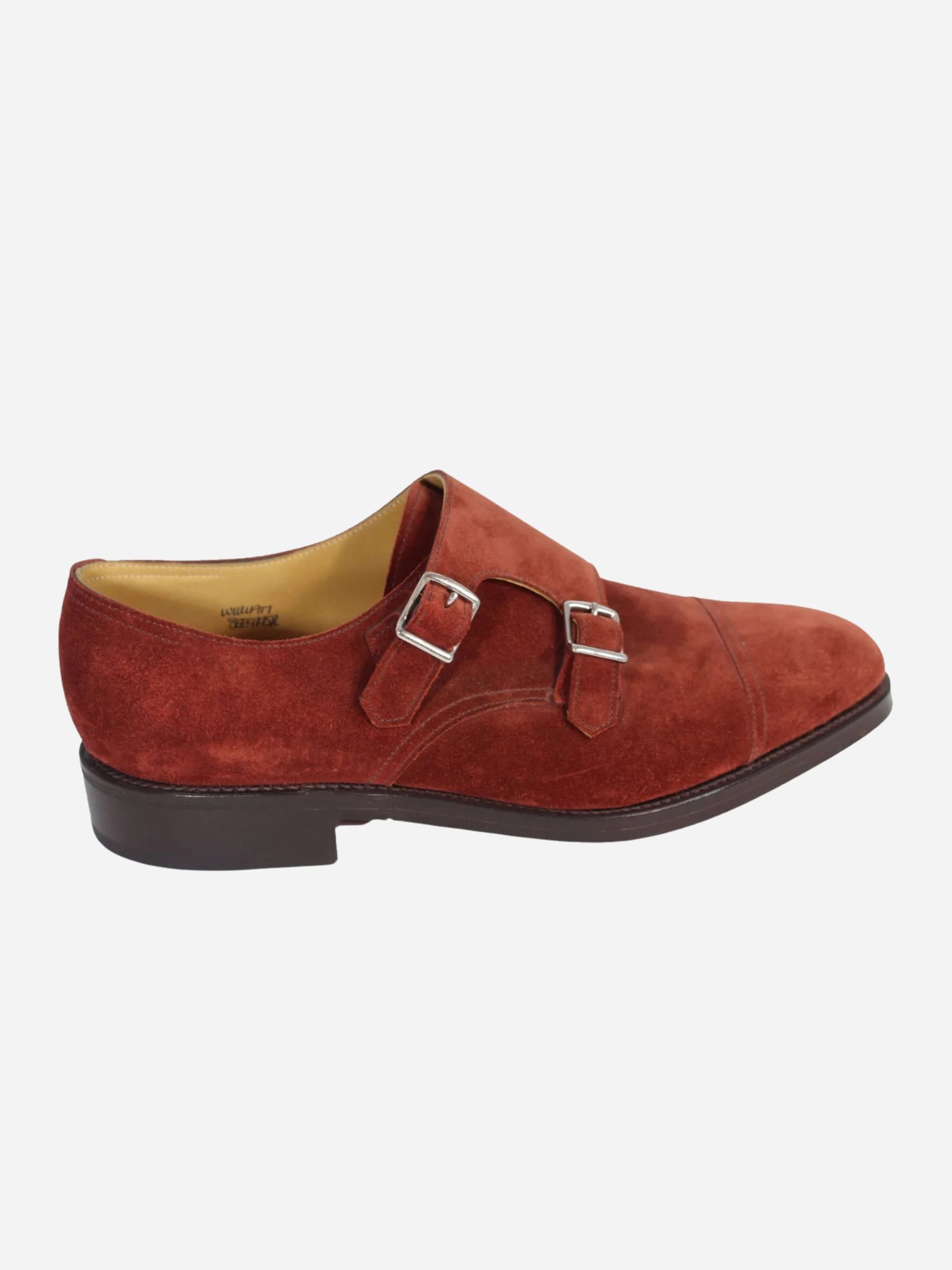 scarpe eleganti doppia fibbia camoscio rosso mattone monkstrap john lobb william