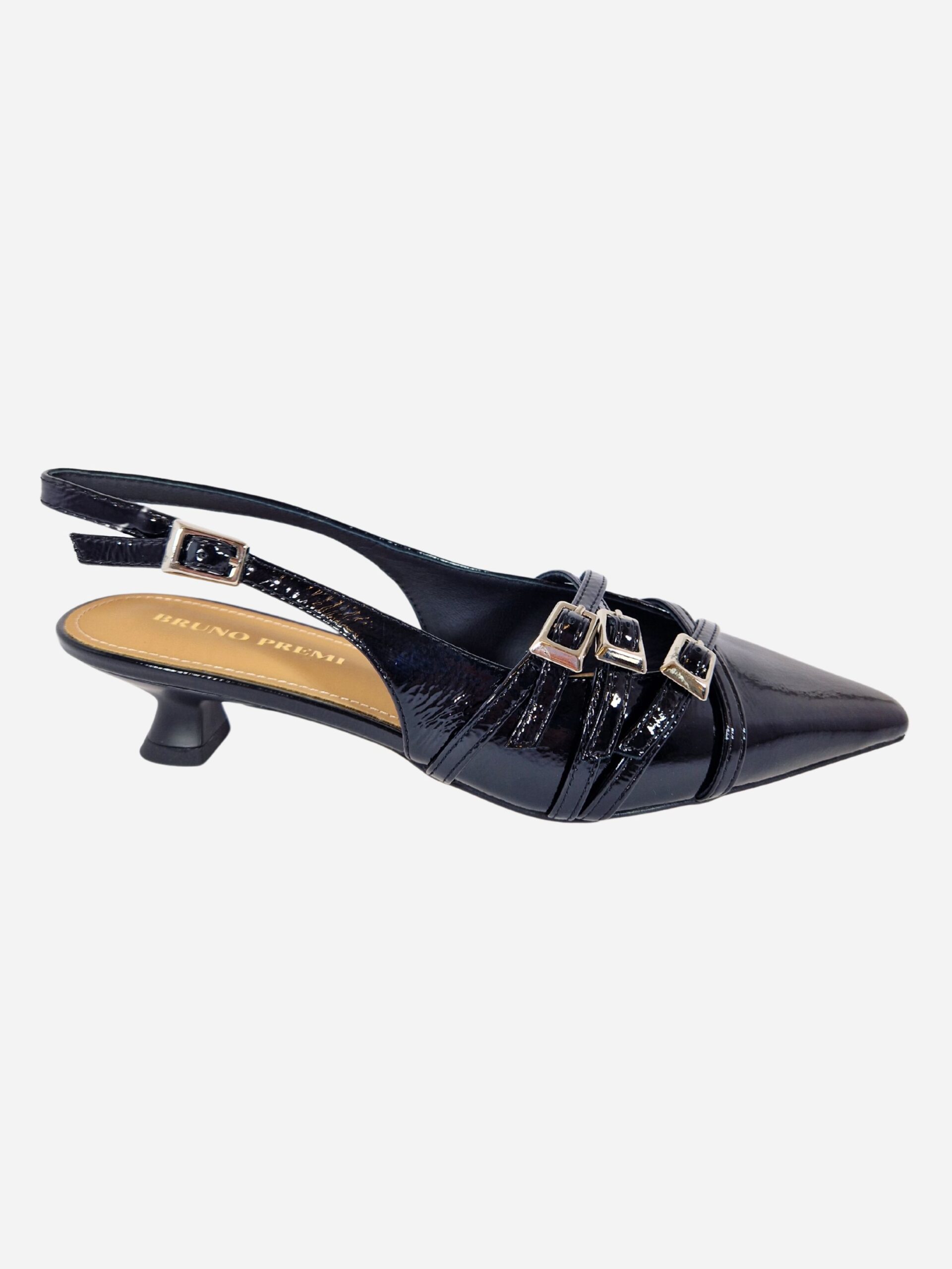 slingback in vernice nera con cinturini bruno premi bl0205x