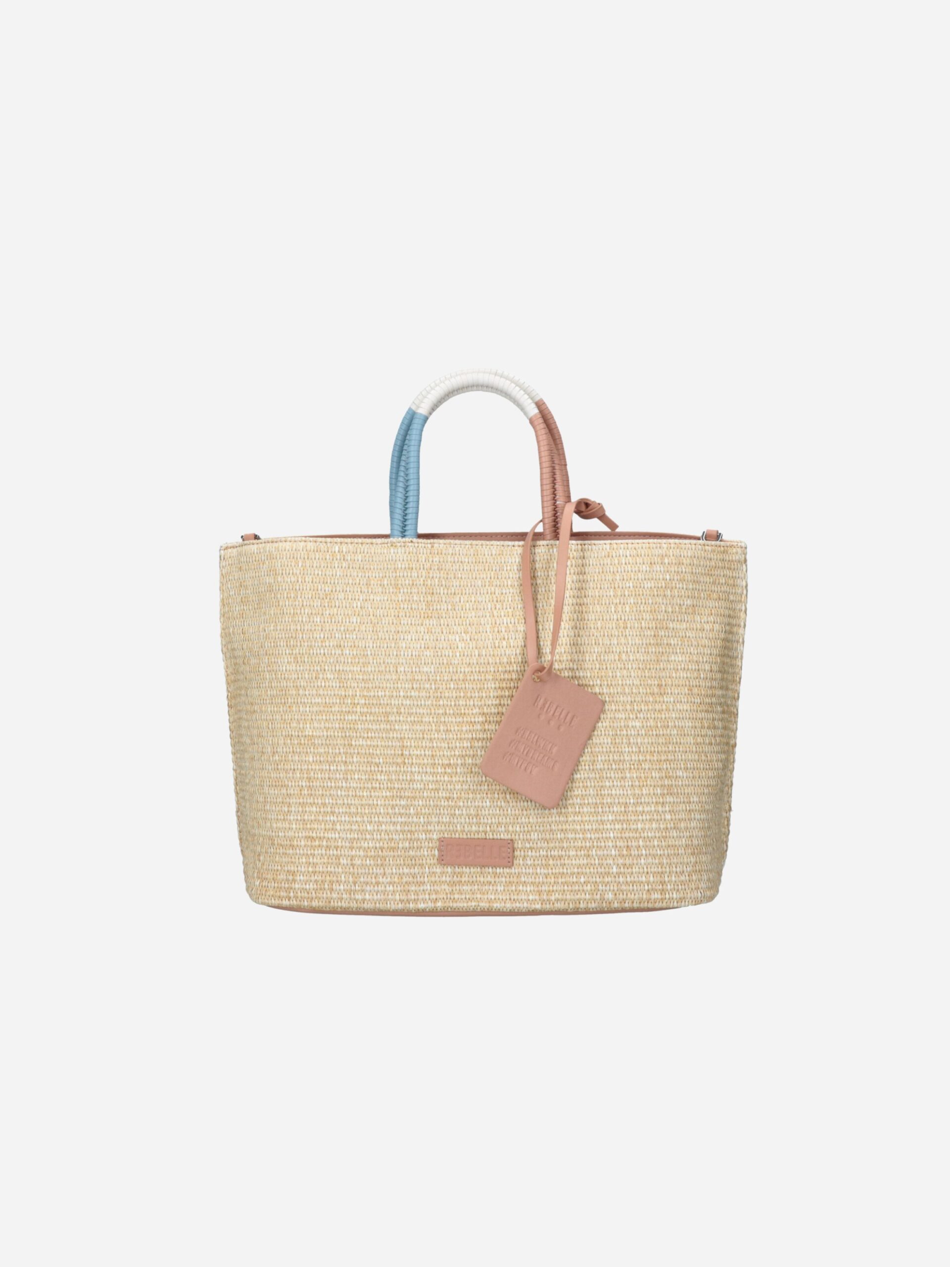 borsa shopping beige e celeste rebelle filippa giza