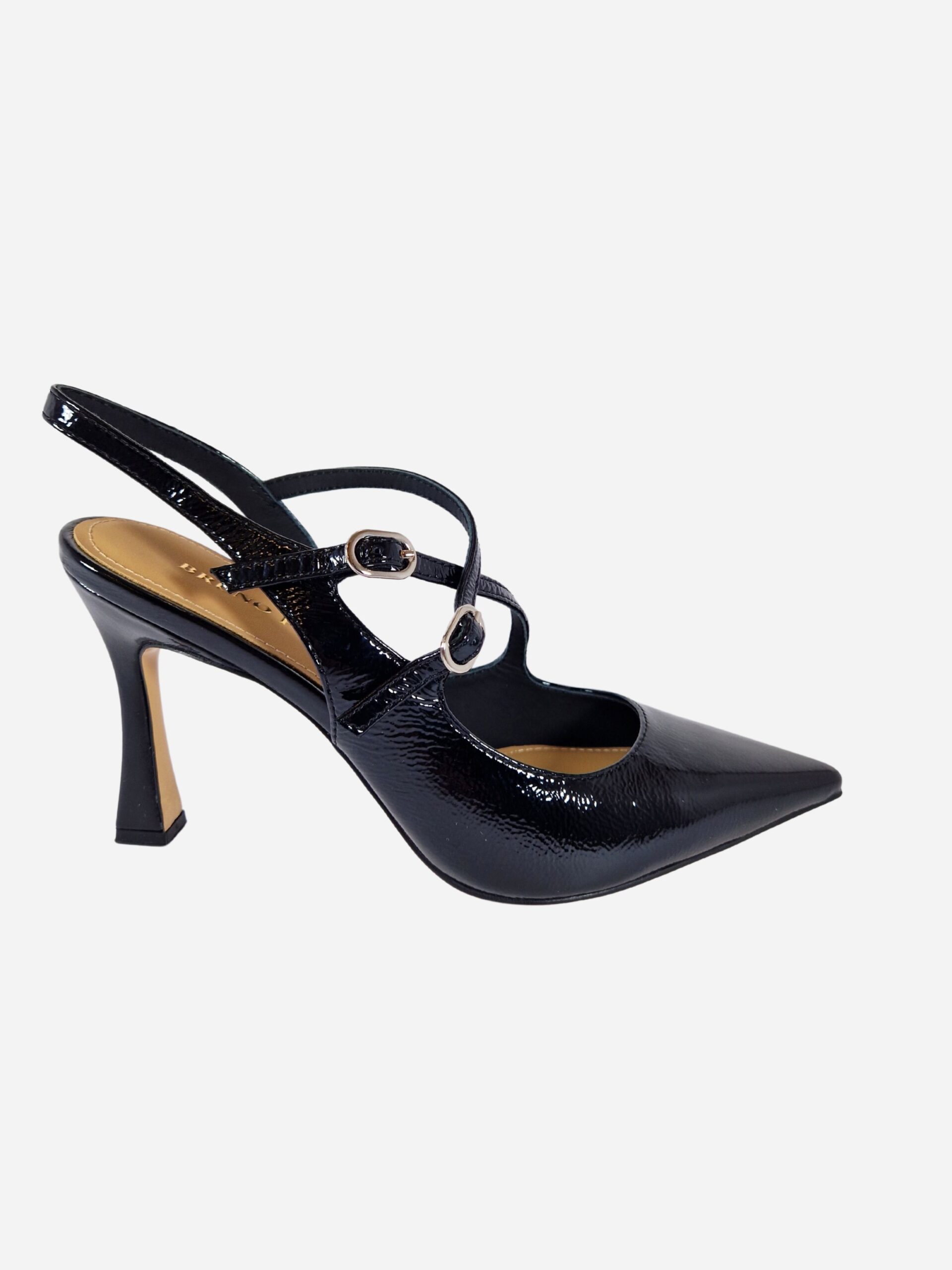 slingback in vernice nera con cinturini incrociati bruno premi