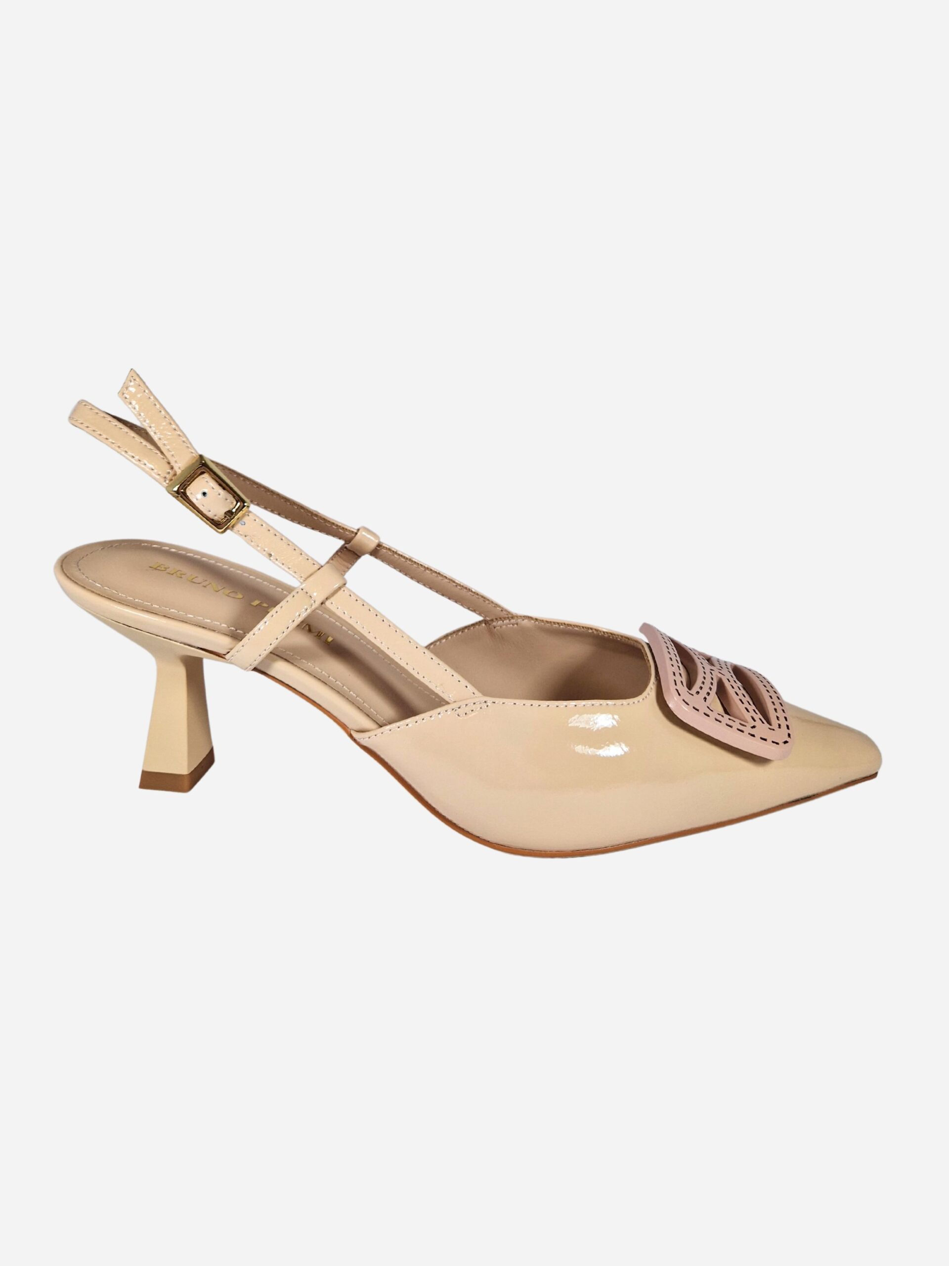 slingback vernice cipria con accessorio bruno premi