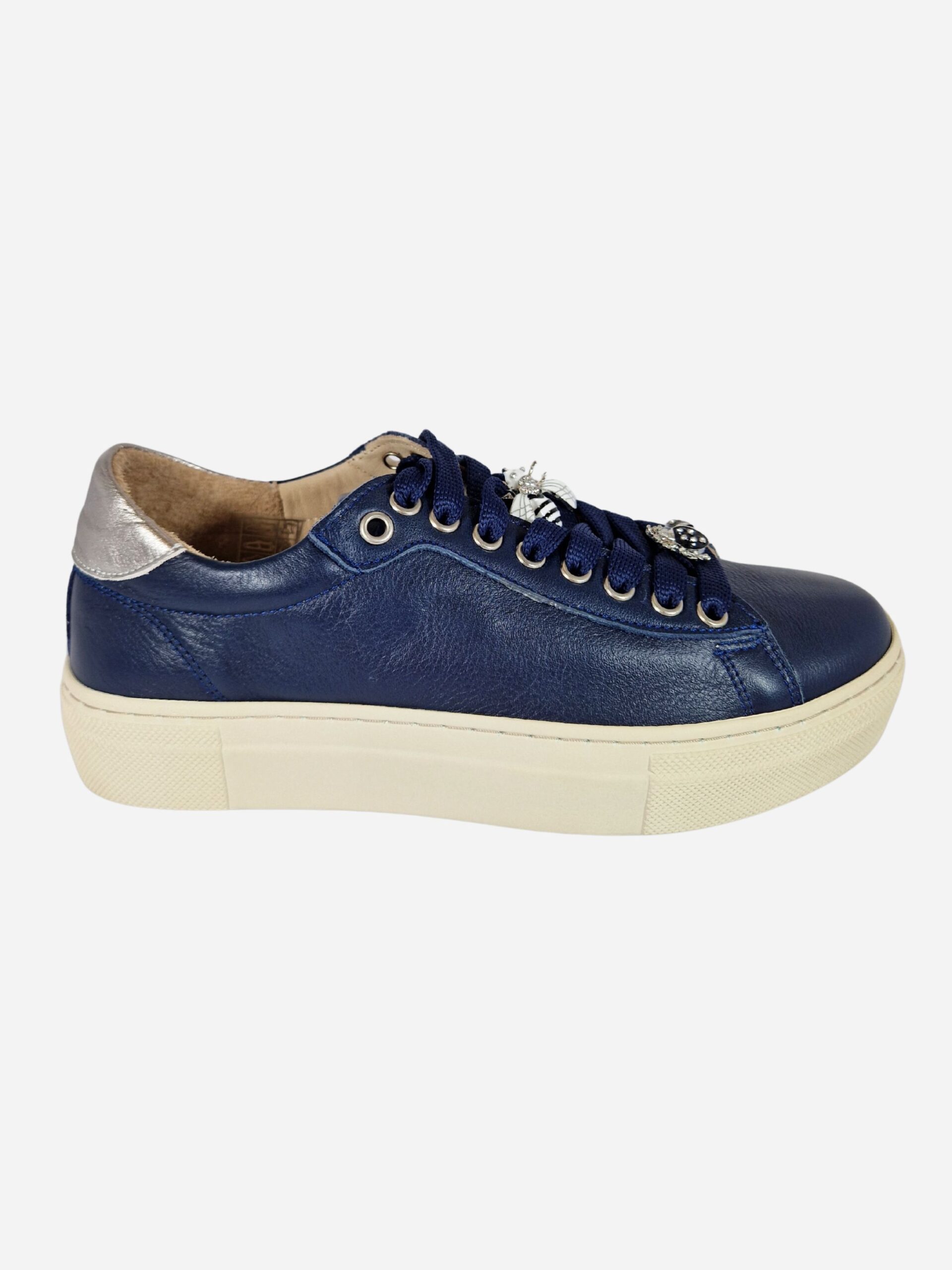 sneakers in pelle blu con api wave