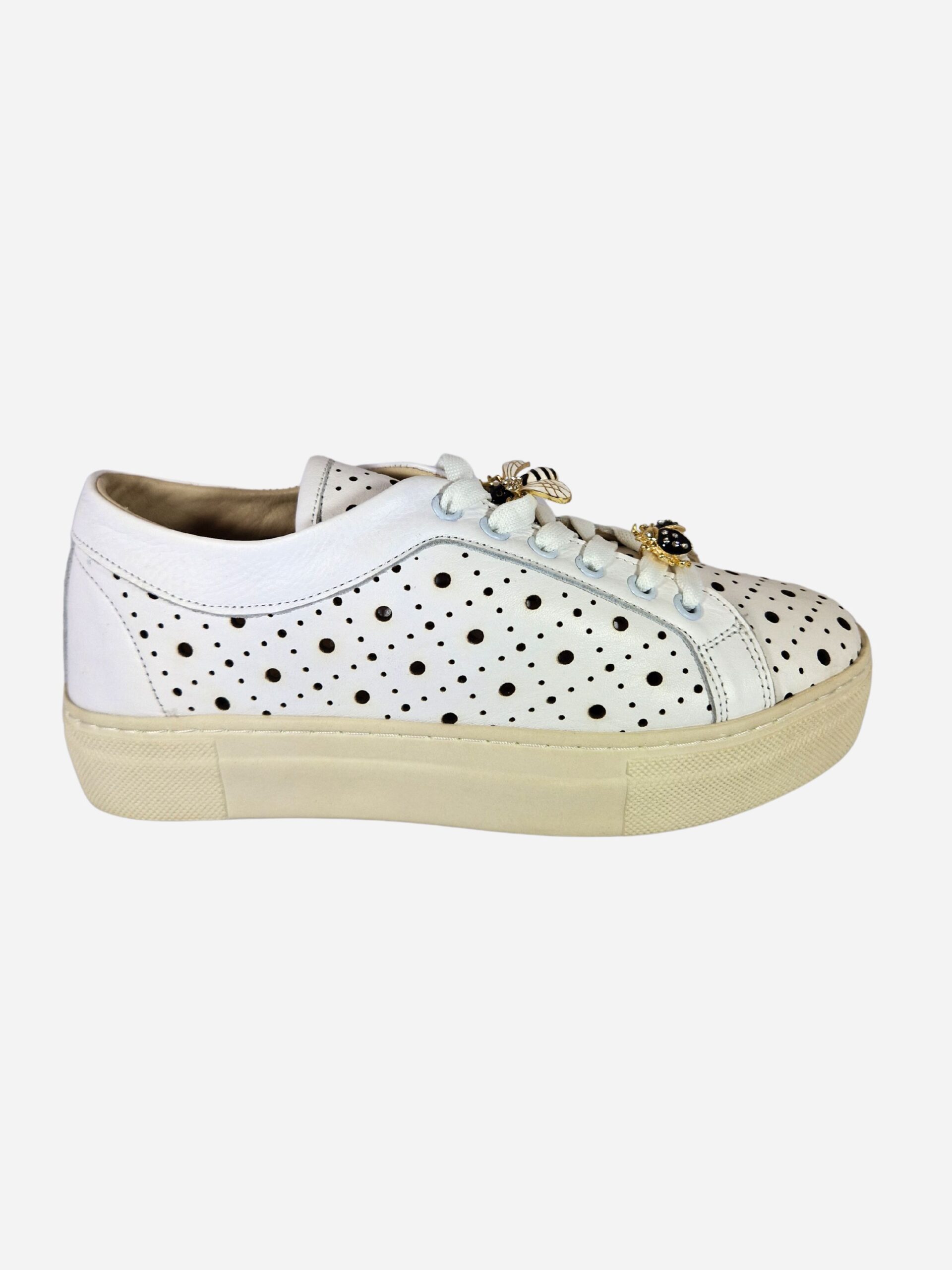 sneakers in pelle bianca forate con api wave 23052