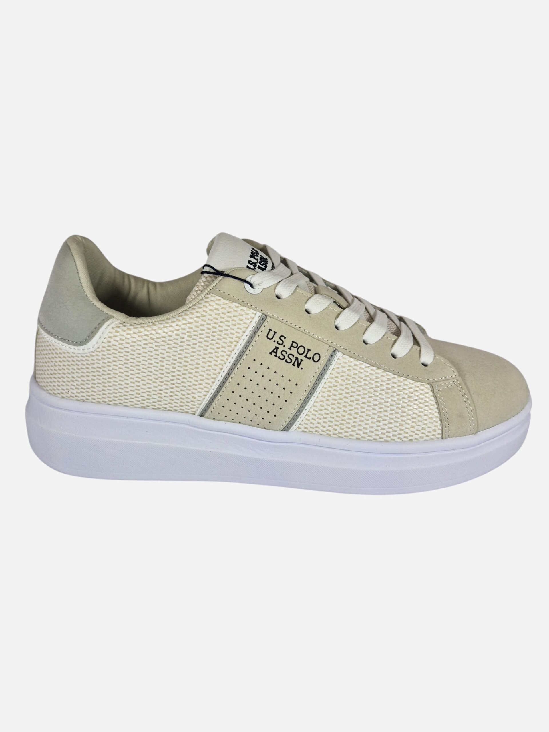 sneakers intrecciate in tessuto e suede bianco beige caius u.s. polo assn.