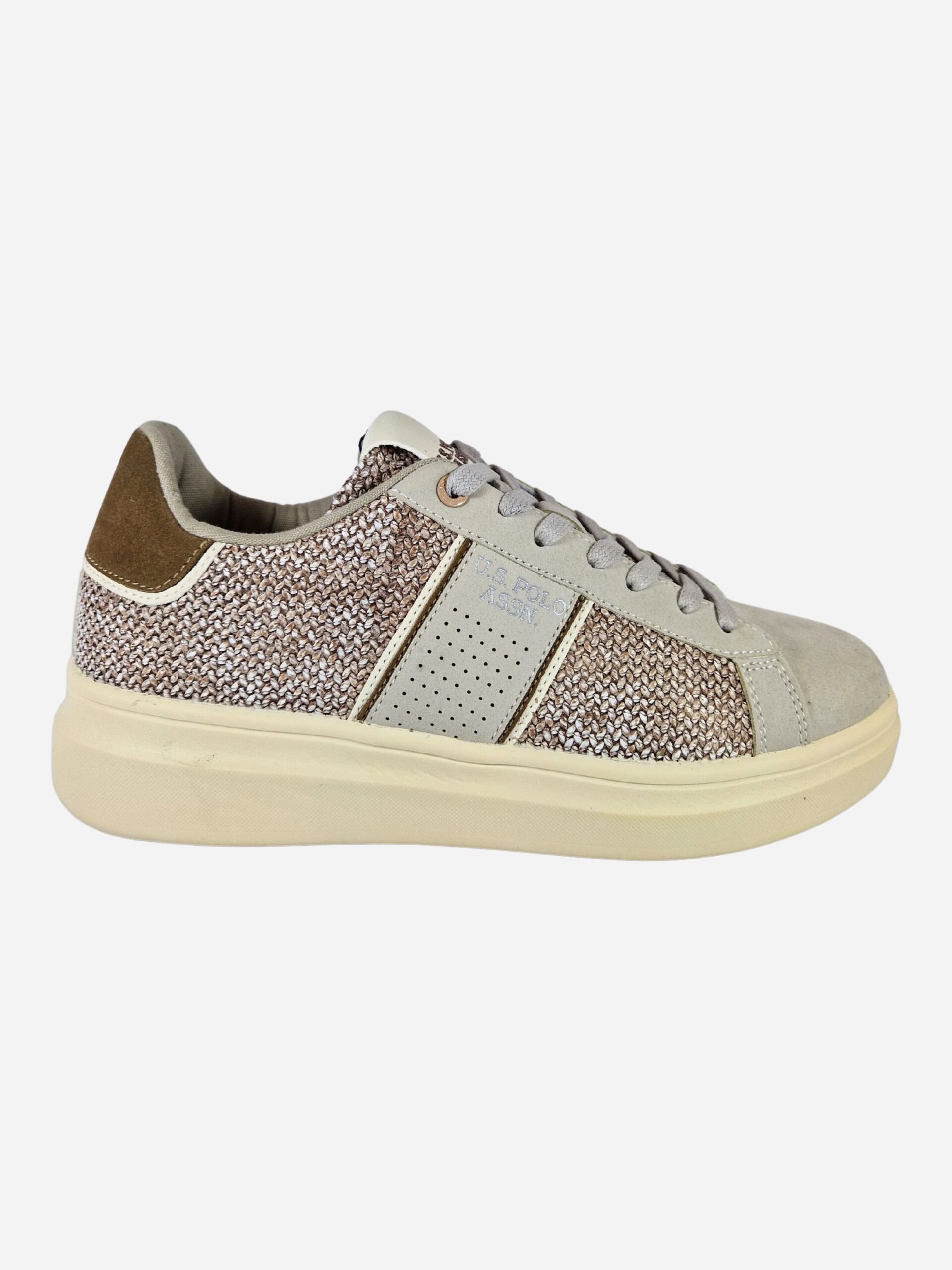 sneakers intrecciate in tessuto e suede marrone grigio caius u.s. polo assn.