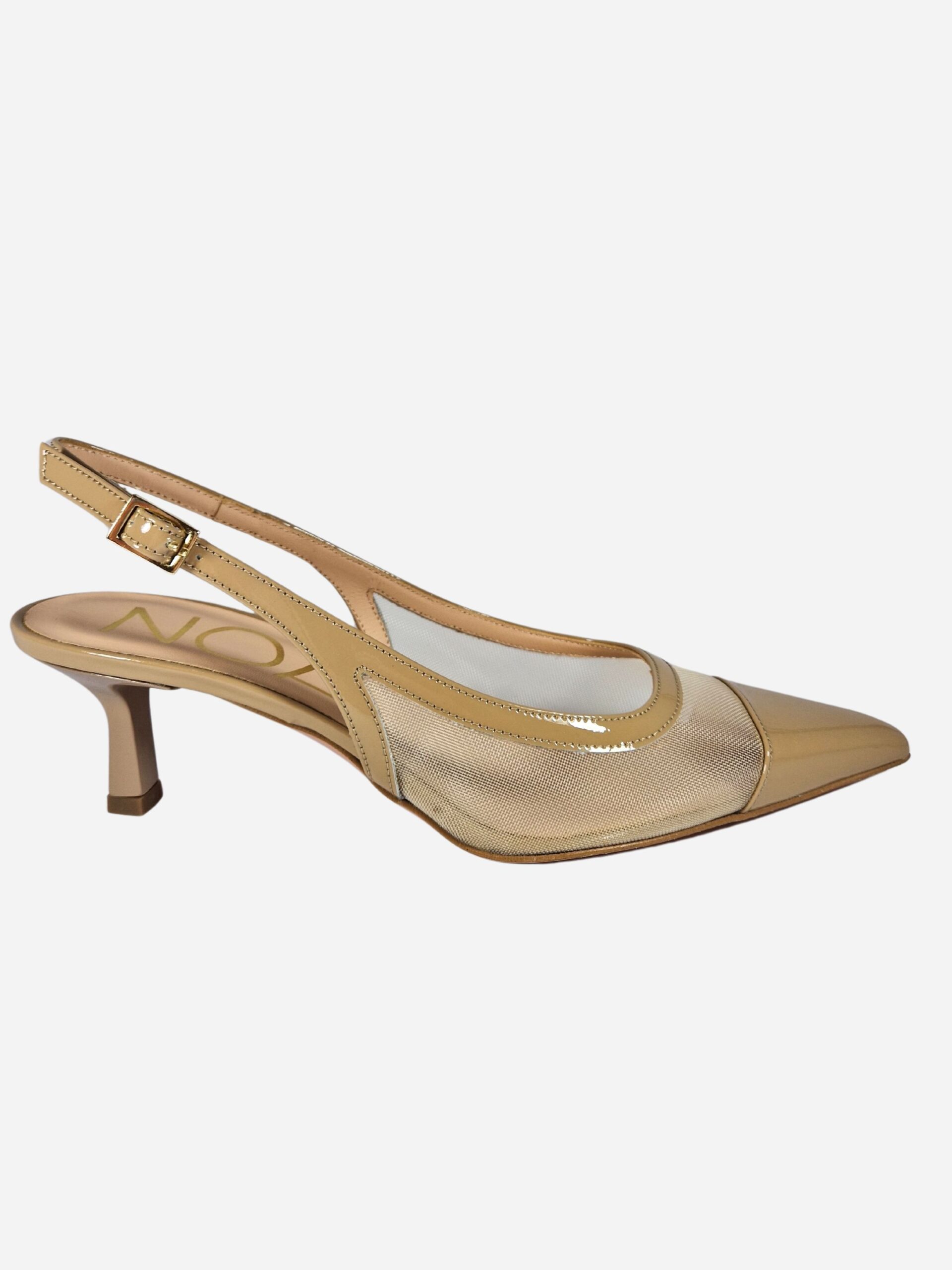 slingback cipria in rete e vernice noa r555