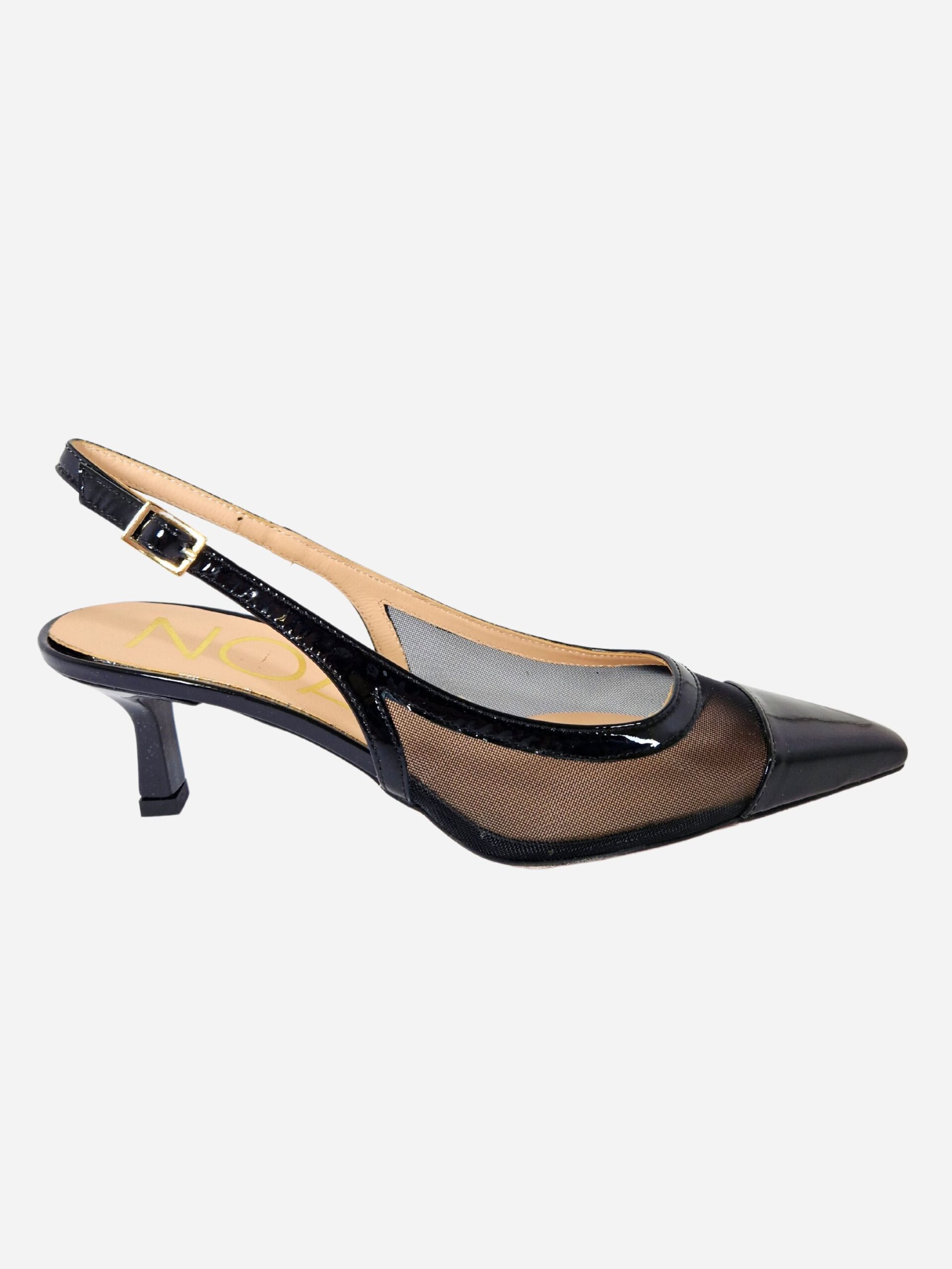 slingback nere in rete e vernice noa r555
