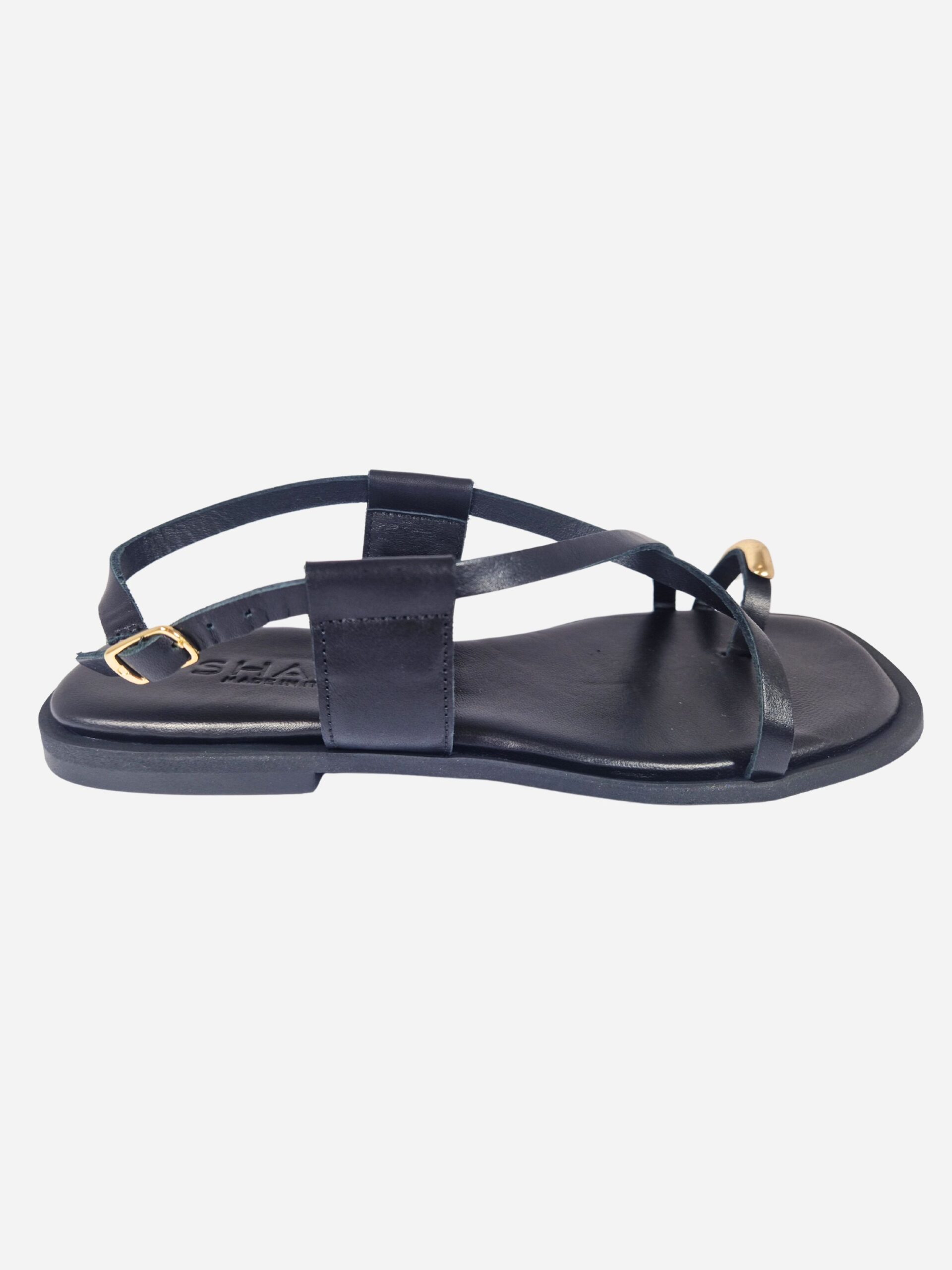 sandali infradito flat con anello nero shana st006