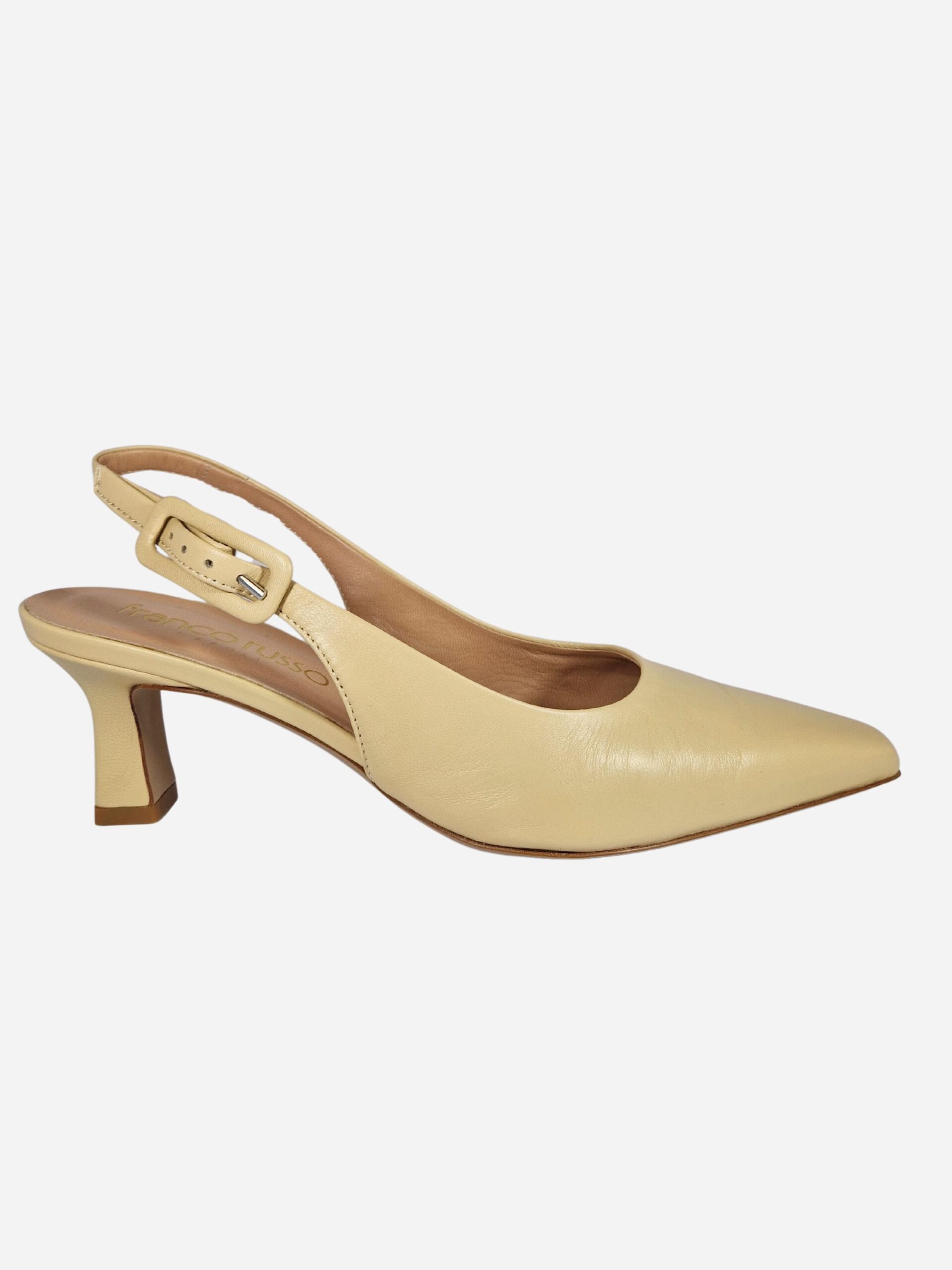 slingback in pelle nappa beige con tacco franco russo 4102s